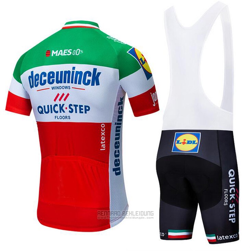 2019 Fahrradbekleidung Deceuninck Quick Step Grun Wei Rot Trikot Kurzarm und Tragerhose - zum Schließen ins Bild klicken